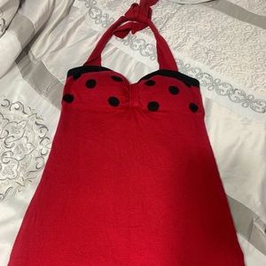 Red and black halter vintage style rockabilly